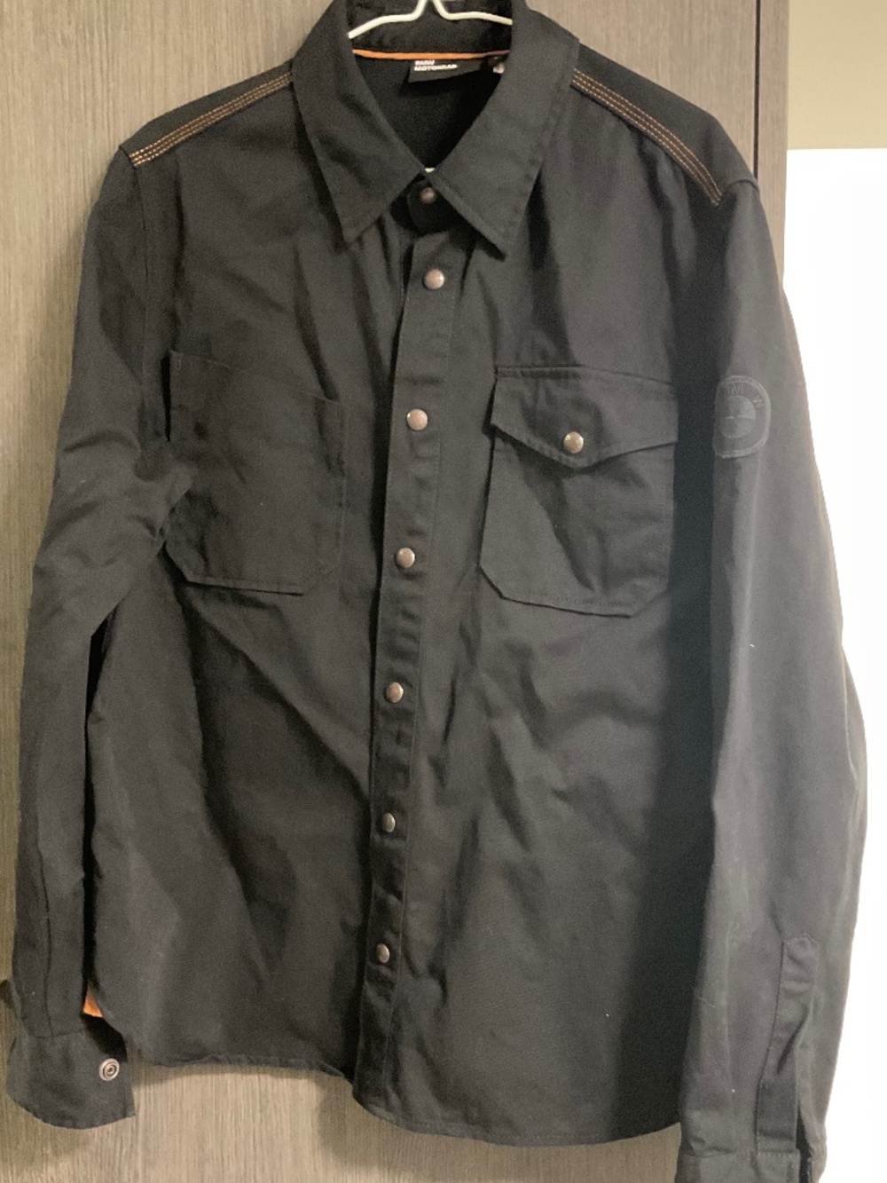 BMW MOTORRAD Heavy duty cotton Long sleeves shirt black with yellow trim, size M